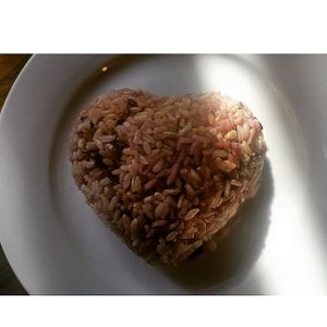 Purple rice in the shape of a heart! at Thai Vegan in Greer