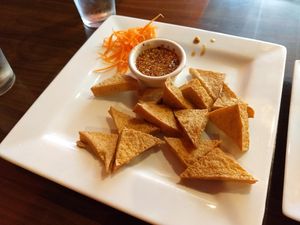 Golden tofu appetizer at Thai Vegan in Greer