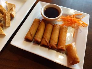 Amazing veggie spring rolls at Thai Vegan in Greer