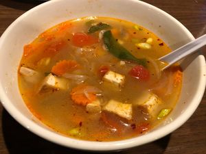 Excellent Tom Yum Soup  at Thai Vegan in Greer