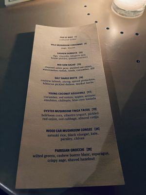 Menu on 11/12/21 at Public Records in Brooklyn