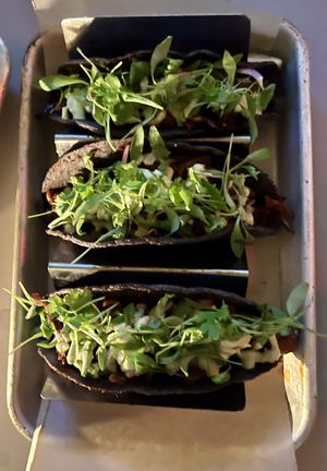 Oyster mushroom tacos  at Public Records in Brooklyn