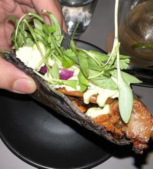 Oyster mushroom tacos  at Public Records in Brooklyn