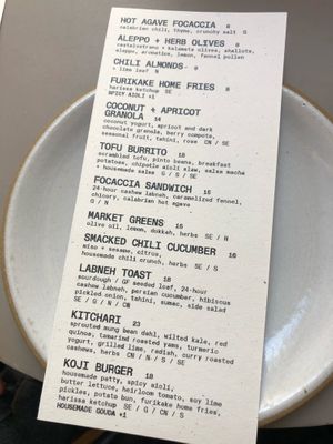 Menu at Public Records in Brooklyn