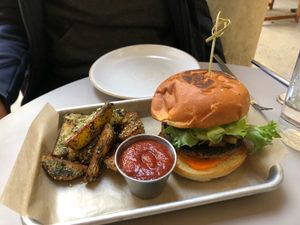 Koji burger at Public Records in Brooklyn