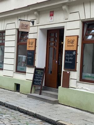 Front of restaurant at Fer Cafe in Ceske Budejovice