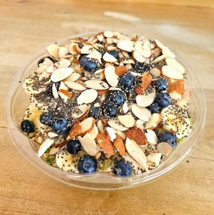 Matcha chia bowl toppings (no honey) at Palm Acai Cafe in Berkeley