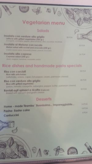Vegetarian menu 2 (English) at Boungiorno in Bydgoszcz