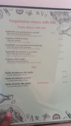 Pescatarian menu 2 (English) at Boungiorno in Bydgoszcz