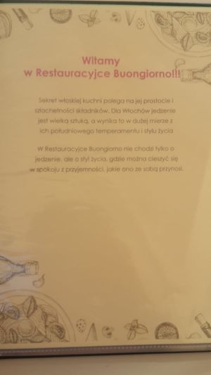 Menu page 1 (welcome!) at Boungiorno in Bydgoszcz