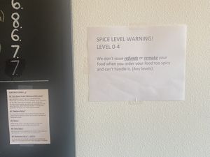 Beware what level of spice you order! 🤣  at Sassy Express in Tillamook
