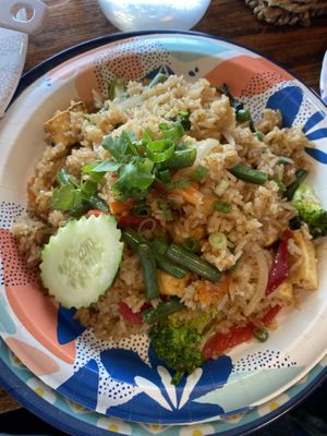 Basil friend rice with tofu (say no to egg)  at Sassy Express in Tillamook
