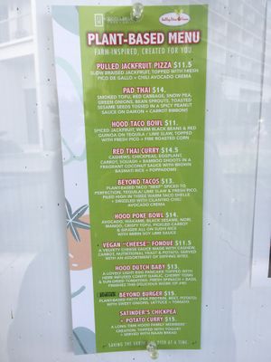 Plant based menu  at The Hooded Merganser in Penticton