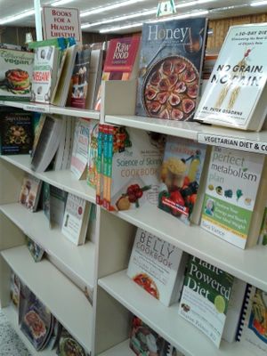 Health books at La Sierra Natural Foods in Riverside