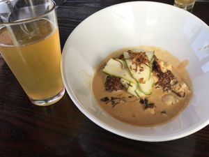 Cider and vege curry at Moon Under Water in Christchurch