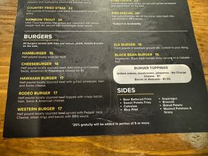 Menu  at Bryce Canyon Pines in Bryce Canyon City