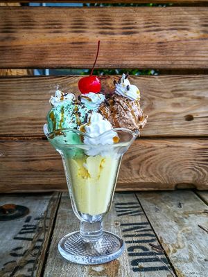 Ice cream sundae with Vegan Junkie homemade ice cream 🥰 at Vegan Junkie in Phuket