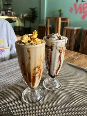 Salted caramel shake and mint chocolate shake  at Vegan Junkie in Phuket