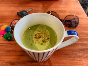 My favorite 🍵 Matcha Almond Milk  Latte!!! at Vegan Junkie in Phuket