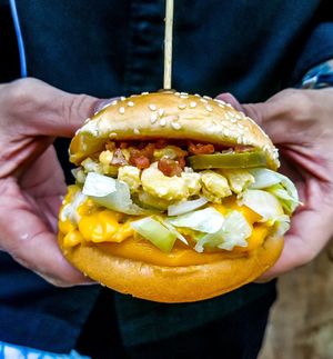 Mac 'n cheez burger!!! at Vegan Junkie in Phuket