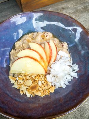 Warm banana oats breakfast at Vegan Junkie in Phuket