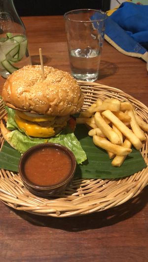 Double burger at Vegan Junkie in Phuket