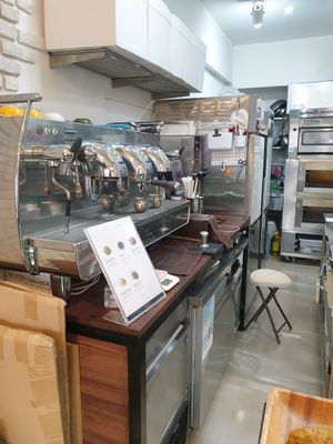 Big espresso machine for small place at For Four Bread 포포브레드 in Seoul
