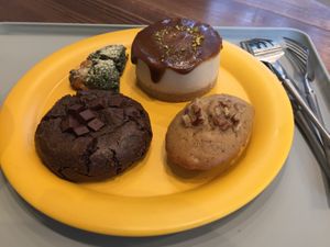 Chocolate fudge cookie, cheesecake, and maple madeleine  at For Four Bread 포포브레드 in Seoul