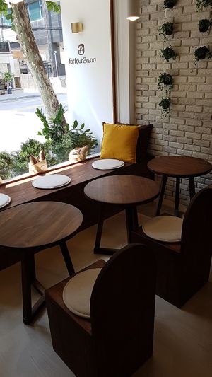 Interior of location, seating space at For Four Bread 포포브레드 in Seoul