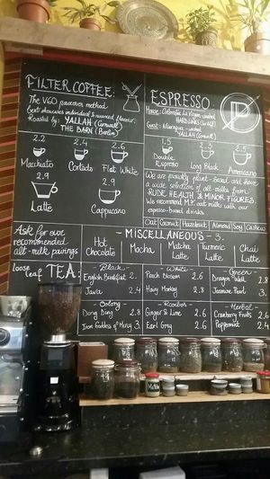 Drinks  board at Polarity in Cardiff