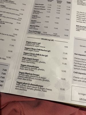 Vegan menu  at The Wheatsheaf in Ingleton