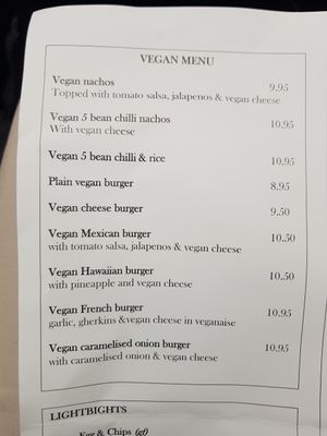 Vegan menu at The Wheatsheaf in Ingleton
