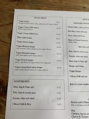 Vegan menu, I had the caramelised onion burger & was fab:)  at The Wheatsheaf in Ingleton