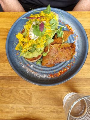 Tofu scrambled and seitan bacon on toast at HBW Coffee in Stirling