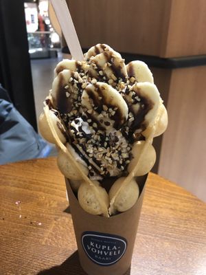 Banana bubble waffle  at Kuplavohvelibaari in Helsinki