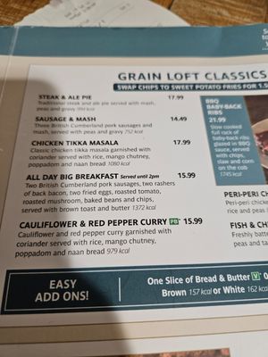 Vegan option at MAN - The Grain Loft - T1 in Manchester