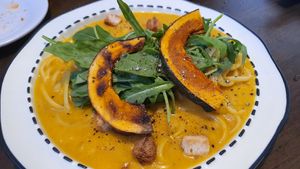 Pumpkin cream spaghetti at Choi So Han Ggi - 최소한끼 in Mokpo