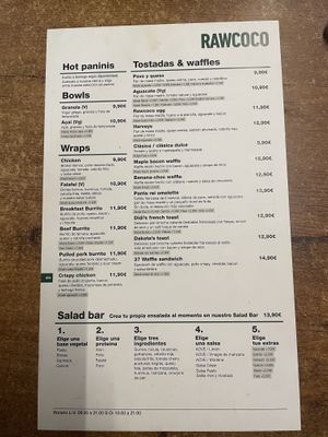 Menú  at Rawcoco in Gijon