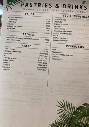 Menu at Rawcoco - General Pardinas in Madrid