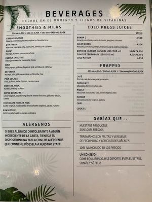 Menu at Rawcoco - General Pardinas in Madrid
