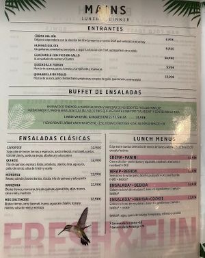 Menu at Rawcoco - General Pardinas in Madrid
