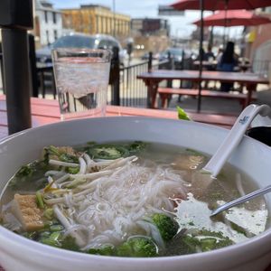 Vegan pho outside at Anise in Denver