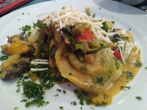 Vegan Maultaschen with vegan cheese at Zum Kühlen Grund in Freinsheim