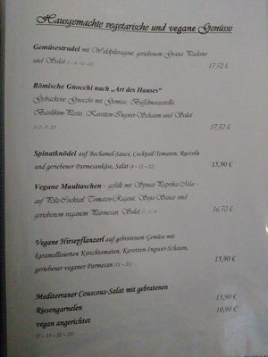 Veg*an menu at Zum Kühlen Grund in Freinsheim