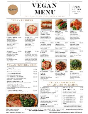New Expanded Vegan Menu at Umberto's in Sayville