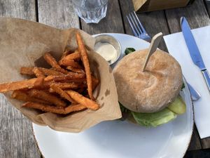 Beyond burger w sweet fries and vegan mayo  at Ellis Gourmet Burger in Amsterdam