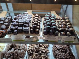 Labeled vegan chocolates at Chococo in Winchester