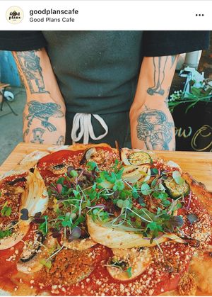 Best Pizza = vegan + gluten free + made with love  at Good Plans Cafe in Montclair