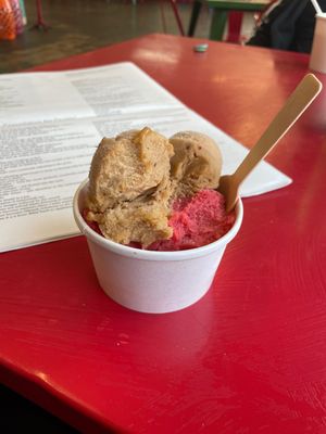 A scoop of Tamarindo, and a scoop of strawberry  at Frio Mexican Treats in Appleton