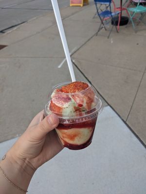 Small nondairy lime verde mangonada. at Frio Mexican Treats in Appleton